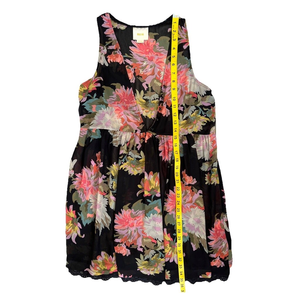 Maeve Anthropologie Violette Floral Chiffon Mini Dress Sheer Size S Sleeveless - Picture 8 of 11
